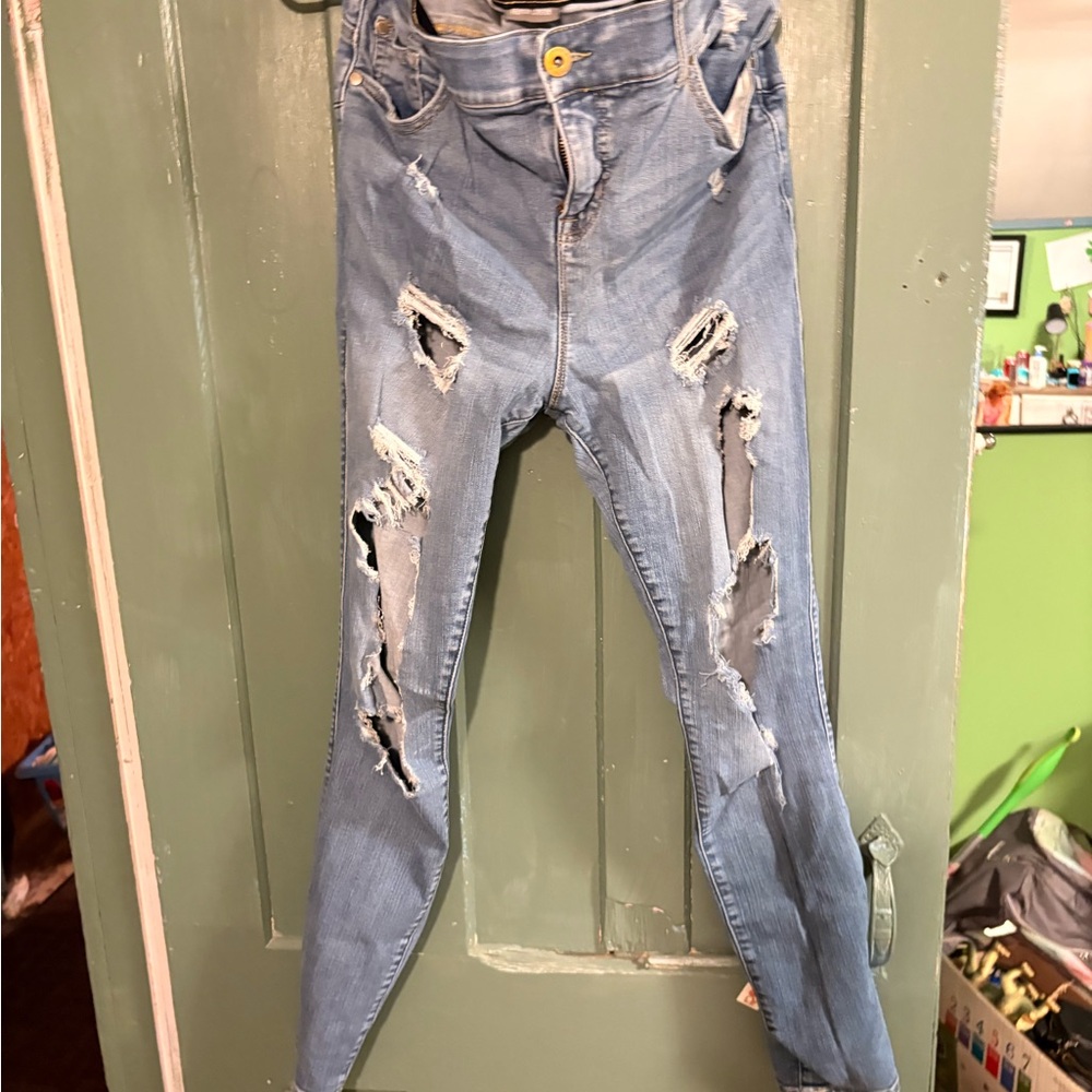 Torrid Light Blue Distressed Skinny Jeans